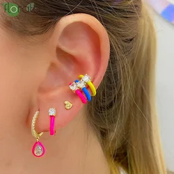 925 Sterling Silver Needle Colorful Enamel Hoops 18K Gold Earrings Hoop Fashion Hoop Earrings for Women Party Trend Jewelry Gift
