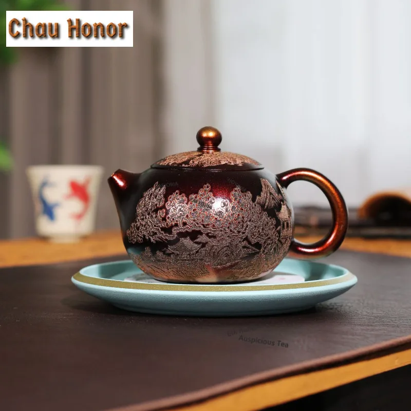 

310ml Yixing Purple Clay Teapots Handmade Xi Shi Pot Raw Ore Shell Burning Mud Tea Soaking Kettle With Filter Zisha Tea Set