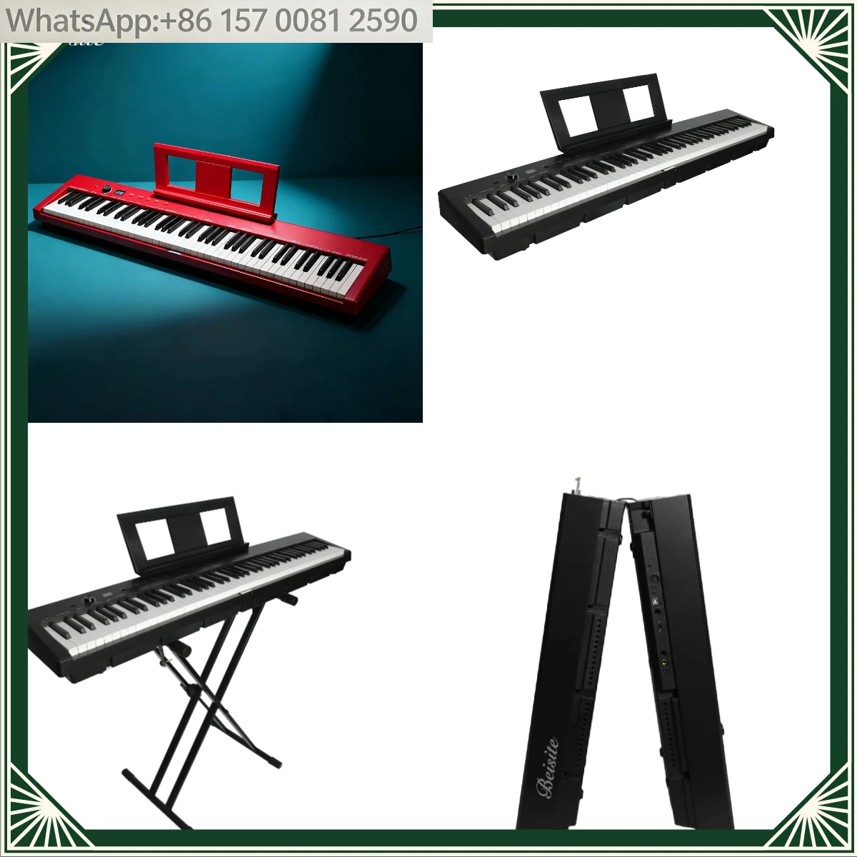88-клавишная складная портативная MIDI-клавиатура Beisite S-216, перезаряжаемое электронное пианино со встроенным динамиком для путешествий