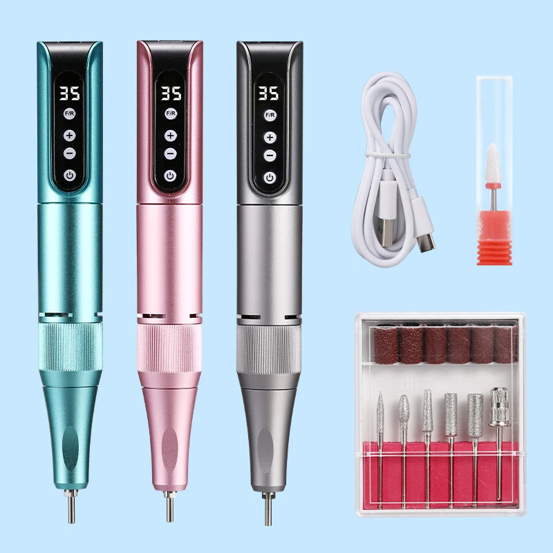 35000RPM Wireless Nail Drill Pen USB Nail File Polishing Pen Rechargeable Nail Drill Machine Portable Manicure Drill Salon Tool