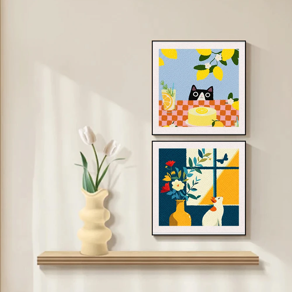 

Набор для вышивания кошек своими руками для начинающих - игла для шитья, рукоделие, вышивка крестиком, волшебный набор ручек для домашнего декора, живопись