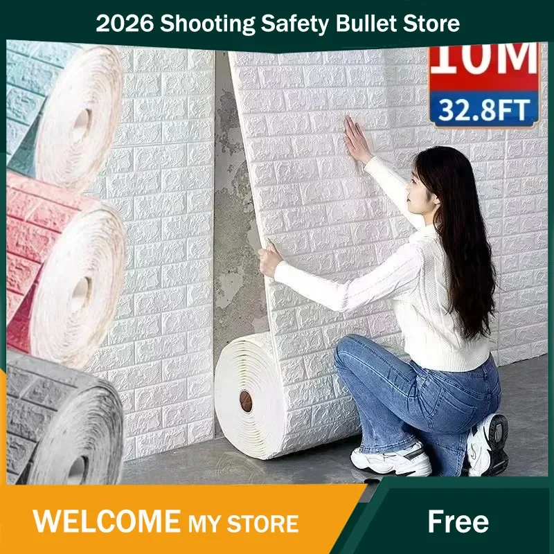 

70cmx1/3/5/10m 3D Self-Adhesive Wallpaper Waterproof Stickers Panel White Soft Foam Brick Rock DIY Wall Home Room Decor Protec