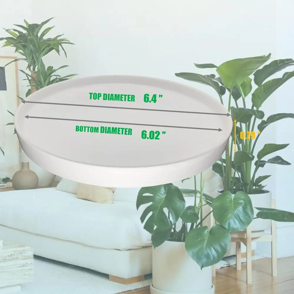 6.4 Inch White Plant Saucer Pot Tray with Drainage for Indoor/Outdoor Use