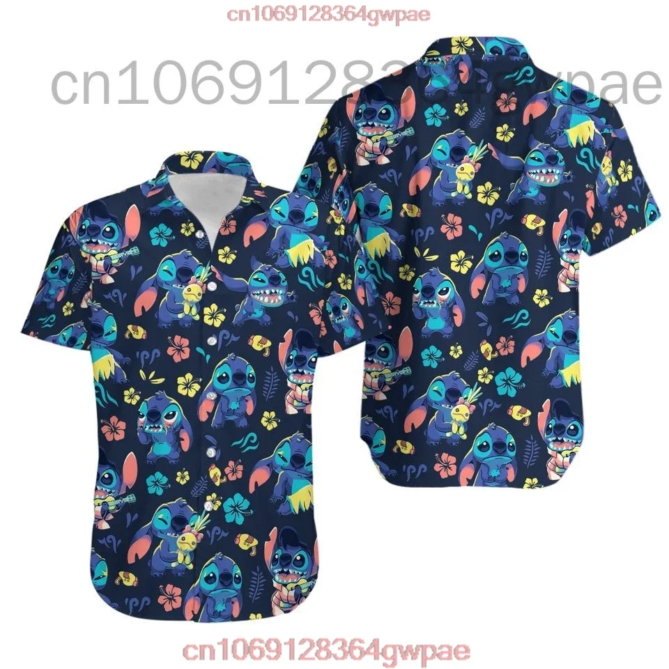 Disney Stitch Hawaiian Shirts Summer Fashion Short Sleeve Shirts Men Women Casual Beach Shirts Disney Hawaiian Shirts Party Wear