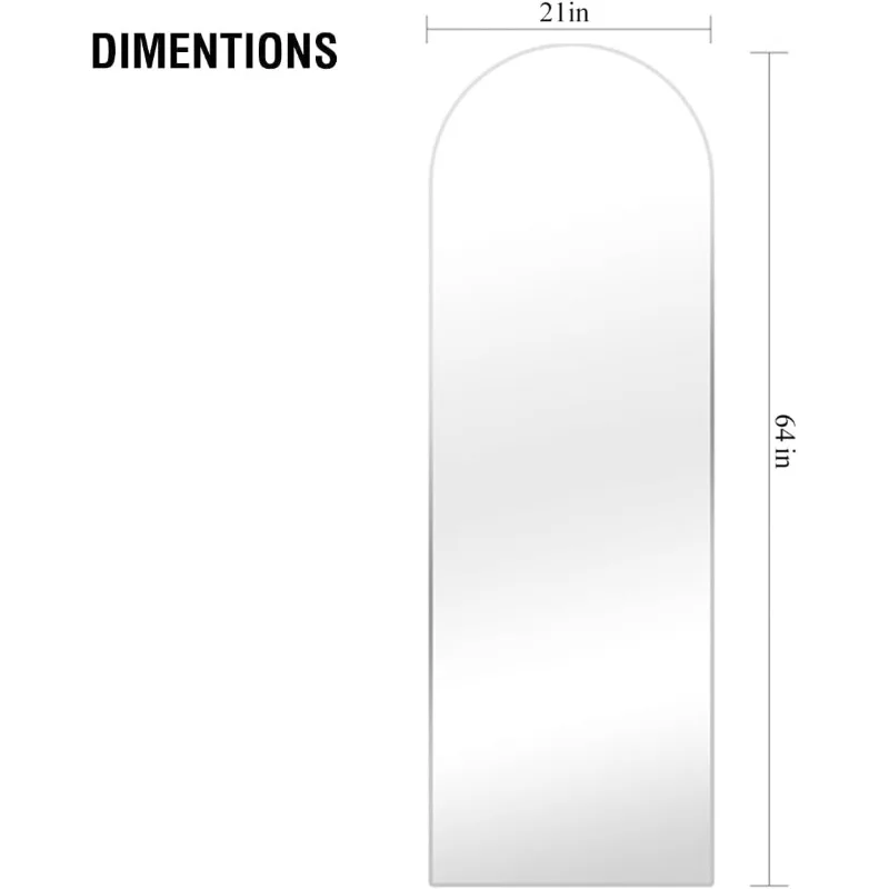 Gewölbter Ganzkörper spiegel, freistehender 64 "x 21" Bodens piegel, moderner Ganzkörper spiegel mit Ständer, Wand spiegel mit Aluminium