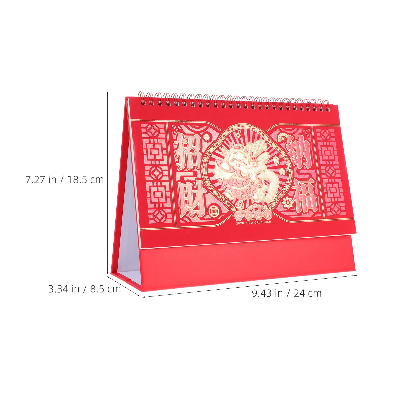 작은 책상 달력 2026 말의 해 빨간색 중국 스타일 플립 데스크탑 사무실 계획 달력 중국 새해 장식