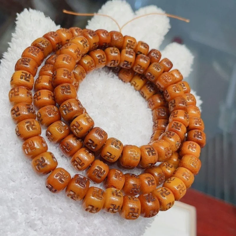 

Буддийская молитвенная цепочка в тибетском стиле, 108 бусин из бычьей кости, старинный тип, браслет