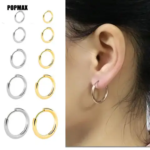 Stainless Steel 1 Pair Minimalist Huggie Hoop Earrings For Women Gold Color Tiny Round Circle 6/8/10mm Punk Unisex Rock Earring