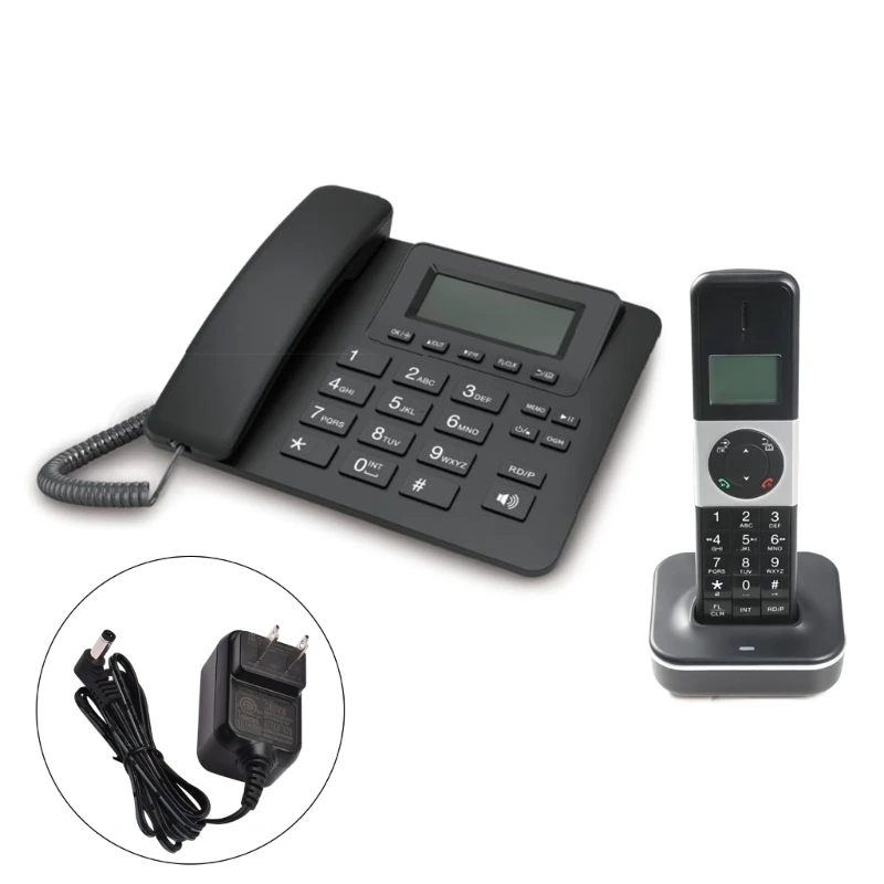 F3MA Fixed Landline Phones D2002TAM-D Big Button Telephone with Answering Machine Set with LCD Display Cordless Telephone Set