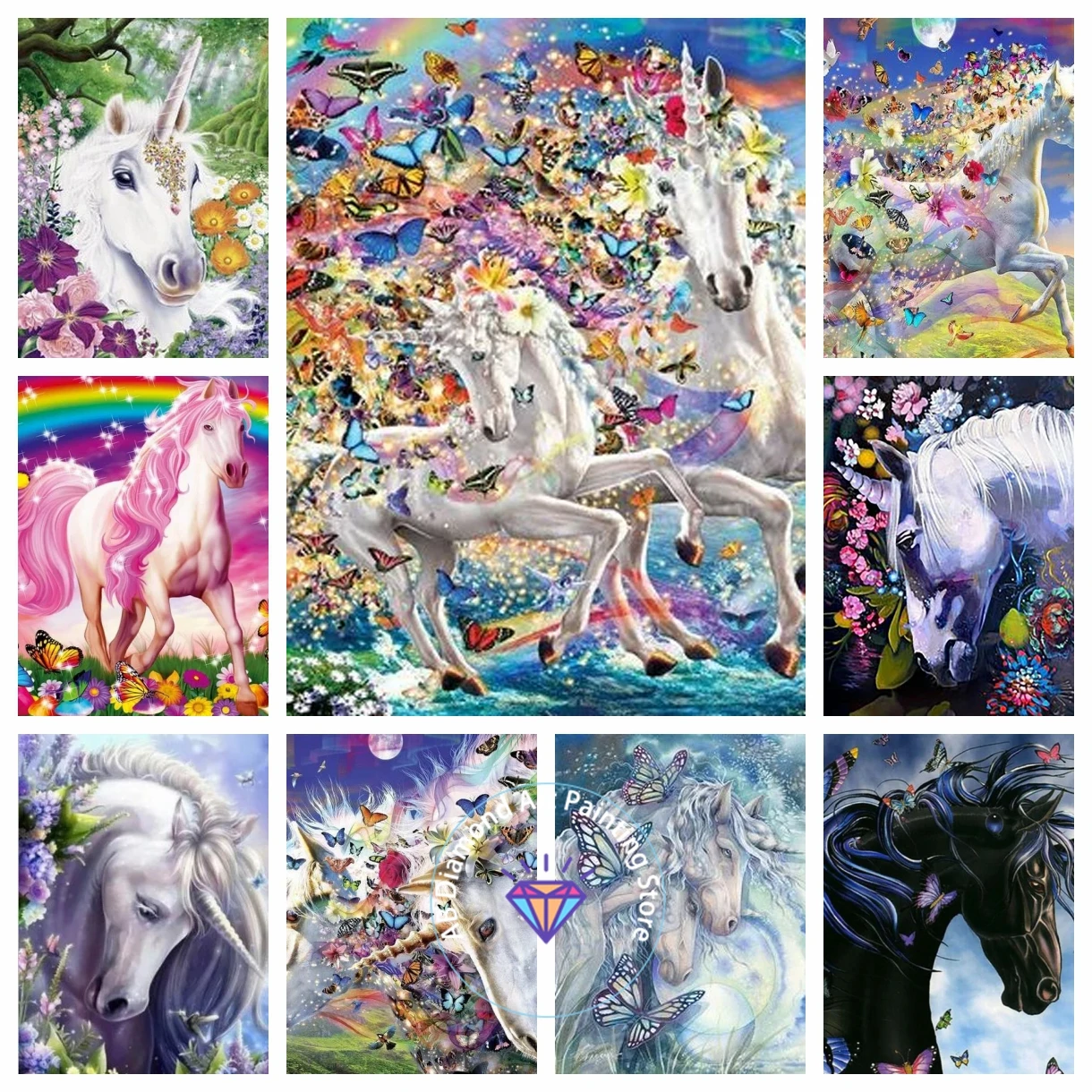 

AB Diamond Painting 5D Mosaic Butterfly Horse Animals Cross Stitch Embroidery Jewelry Kit Bedroom Decoration Children's Gift