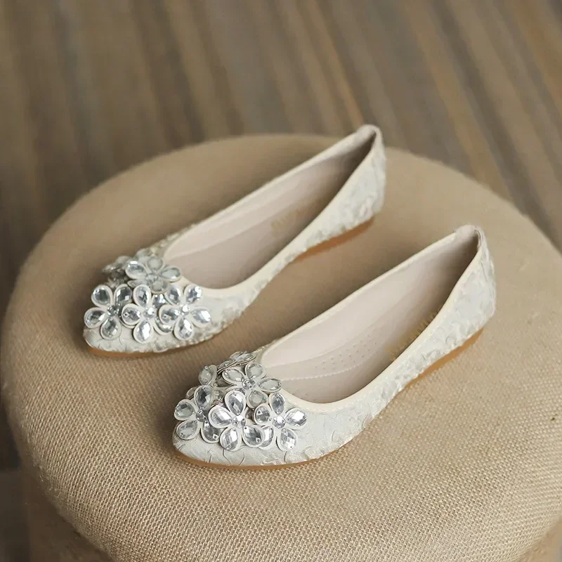 Women Ballet Flats Rhinestone Wedding Ballerina Shoes Foldable Sparkly Comfort Slip on Shoes Loafers plus size 44 45