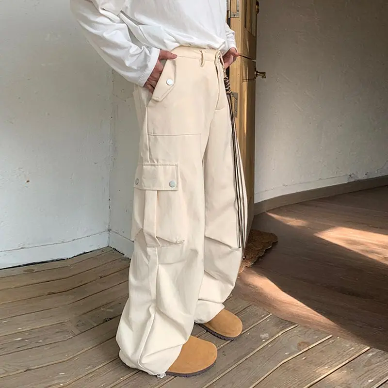 

Joggers Plain Men's Cargo Pants Fishing Work Wear Long Baggy Nylon Korean Style Casual Cotton New In Regular Fit Male Trousers