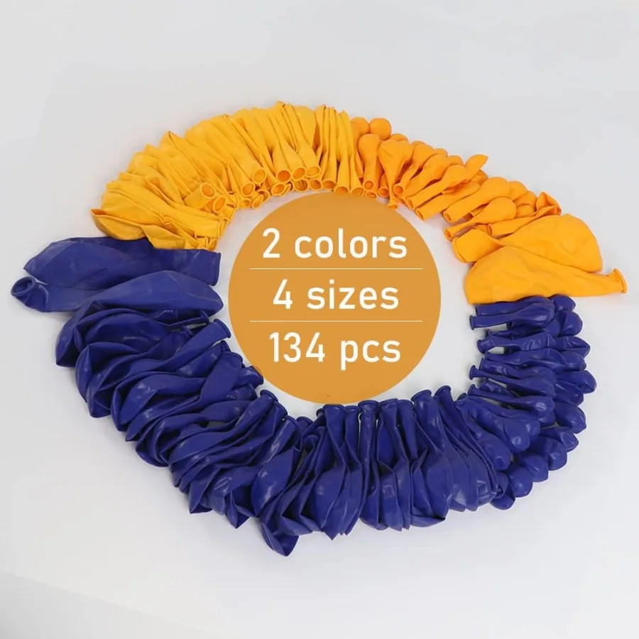 مجموعة قوس البالونات باللونين الأزرق والأصفر 134 قطعة بالونات باللونين الأزرق الملكي والأصفر الليموني جارلاند للأولاد أوه استحمام الطفل دش الزفاف Ge