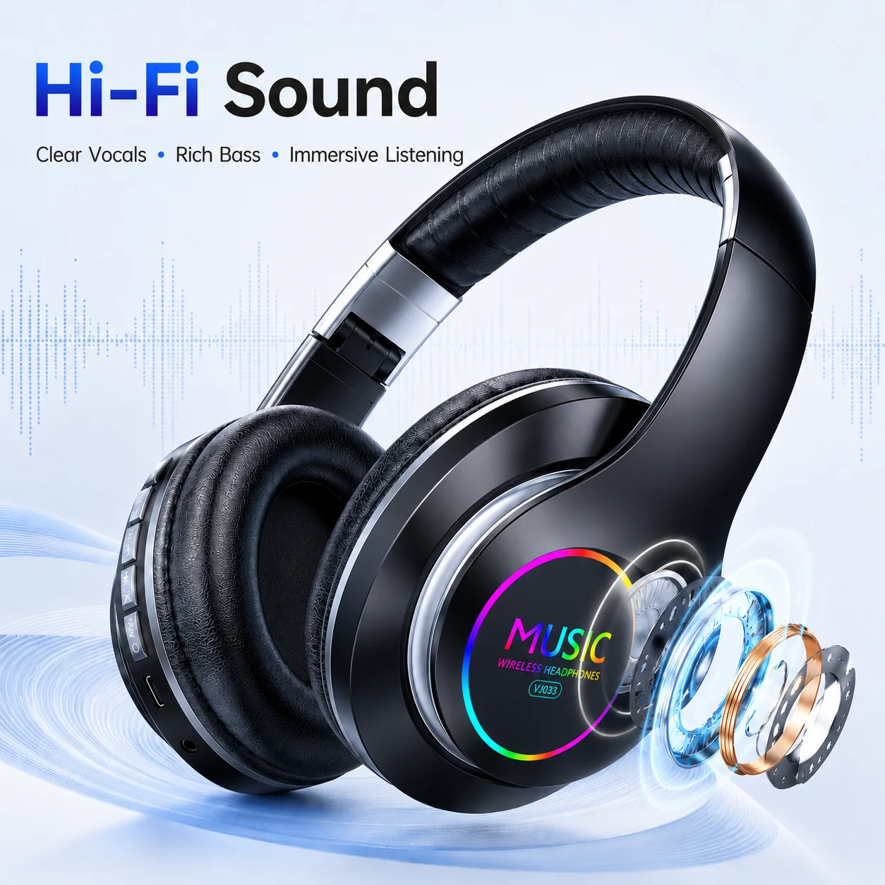RGB 헤드폰 블루투스 5.0 무선 오버이어 스테레오  - Anc Wireless Over Ear Headphones 리뷰 및 가격