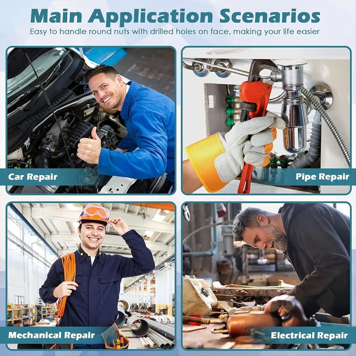 

(AIMA) Set of 3 Steel Adjustable Face Wrench Pin Pliers Tools for Angle Grinder Back Pads, Including 3/4/5mm Drilled