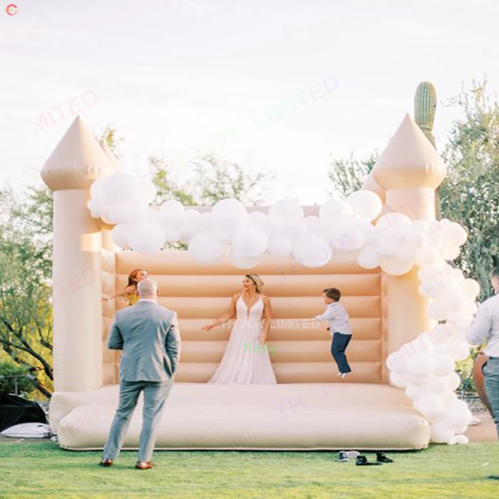 13x13ft-4x4m moonwalk comercial bouncer inflável saltando castelo bouncy jumper pvc branco casamento casa do salto