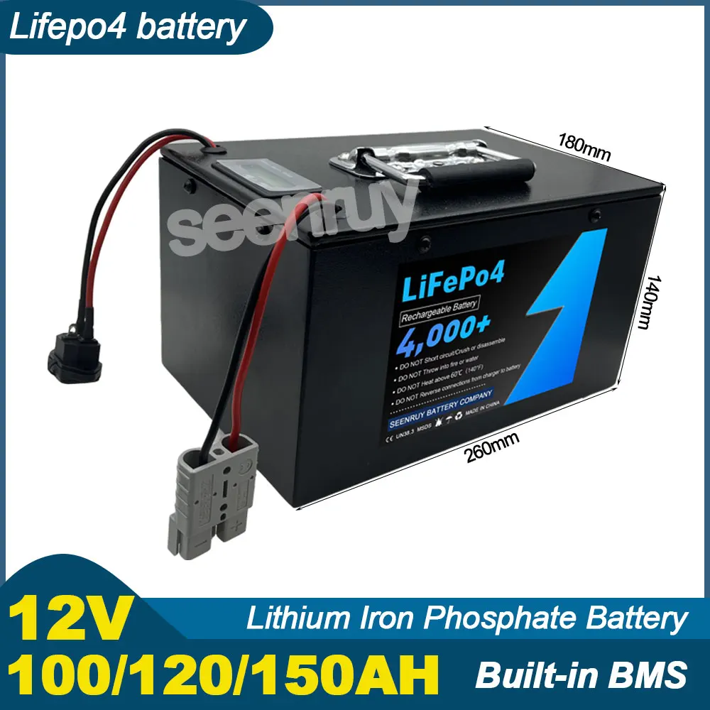 

12V 100Ah 120AH 150AH Lifepo4 With 100A 150A 200A Charger Lithium Iron Phosphate Battery Perfect For RV Solar Energy Storage