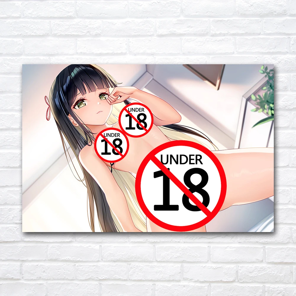 Printed Cartoon Poster Sexy Kawaii Loli Nude Girl Nipples Pussy Picture Adult Anime Canvas Wall Art Painting for Home Room Decor