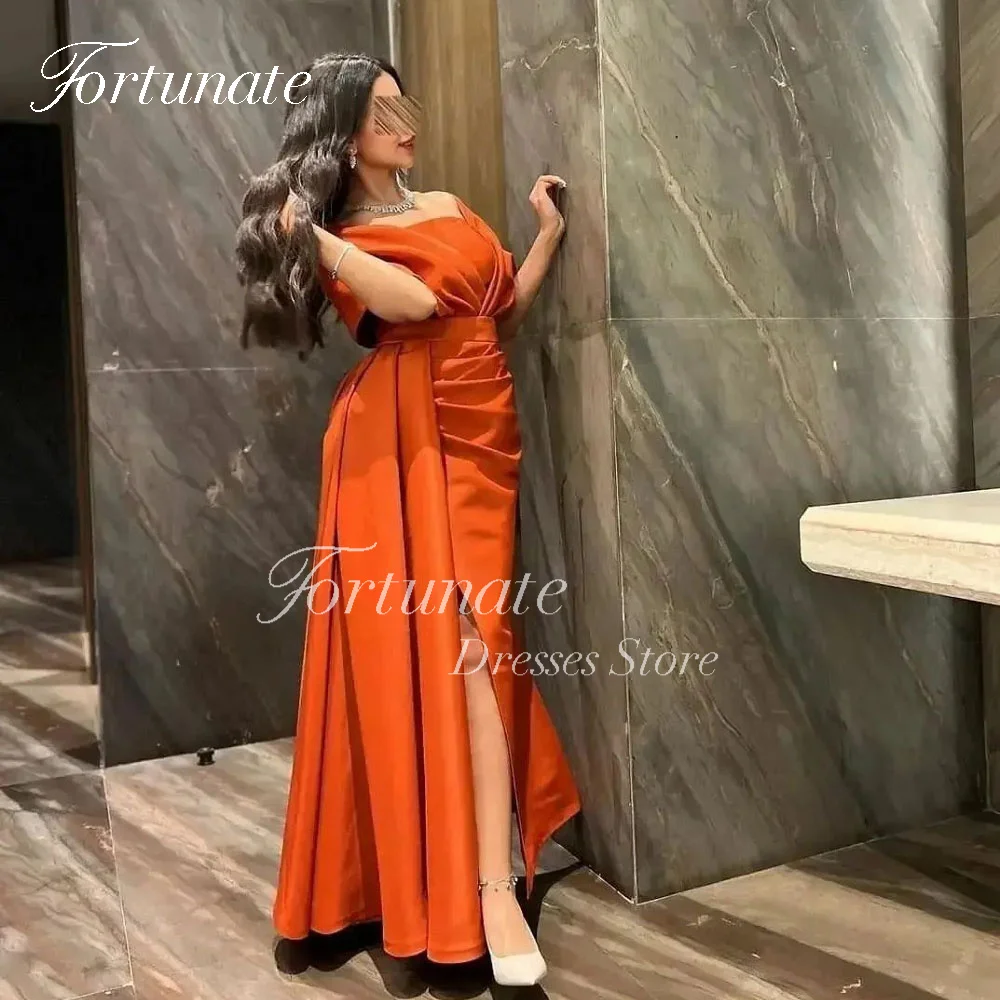 Customized Soft Satin Mermaid Evening Dresses Off Shoulder Side Split Formal Dress with Skirt Dubai Prom Party Gowns 2025