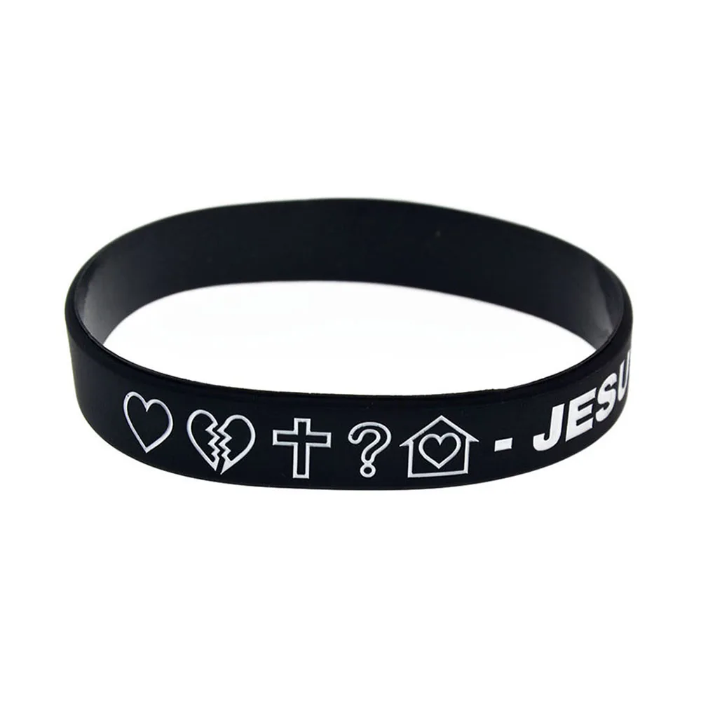 1 PC Jesus Silicone Bracelet Love Sad Pray Christian Bible Verse Wrist Band Unisex Rubbe Bangle