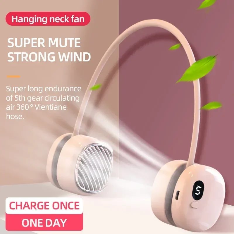 

Hanging Neck Fan 3000 MAh Quiet Small USB Rechargeable Ai Screen Display Portable Mini Ventilateur Venty Fan Portable