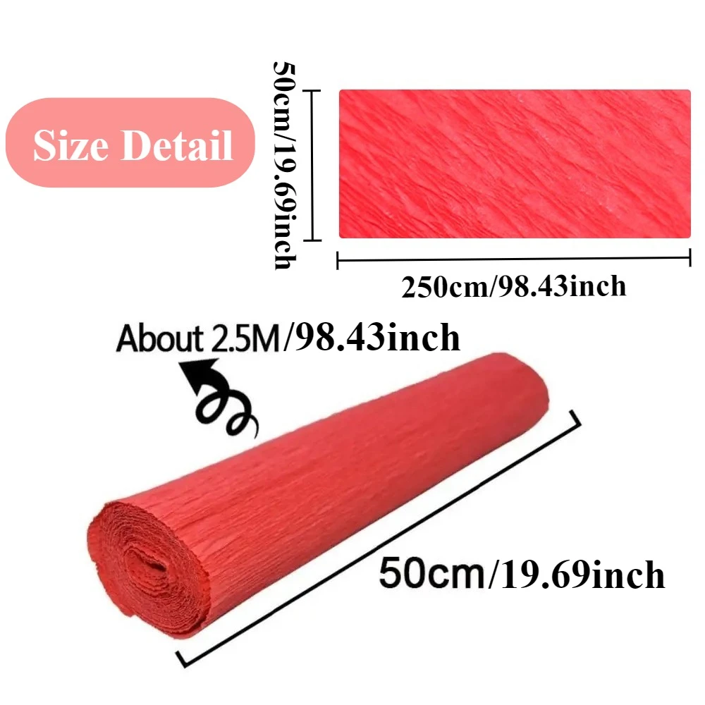 50x250cm Colored DIY Handmade Crepe Paper Roll Origami Crinkled Crepe Paper Craft Flower Wrapping Gift Inpakpapier Papel Coreano