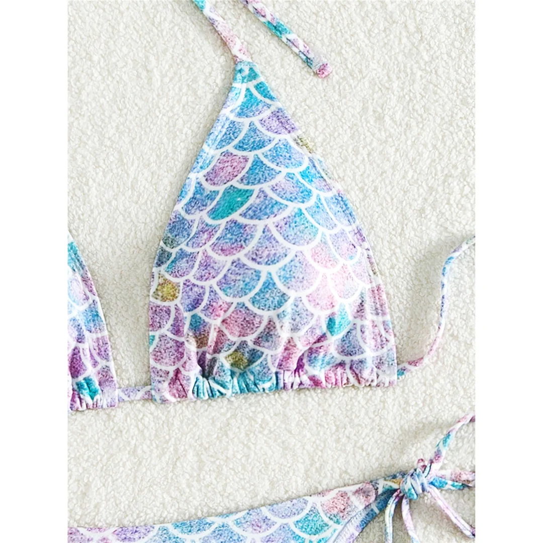 XS - L Bedruckter Neckholder-Bikini mit hohem Beinausschnitt, Damen-Badebekleidung, zweiteiliger Bikini-Set, Badeanzug, Badebekleidung, Schwimmanzug V5302 – Detail 13