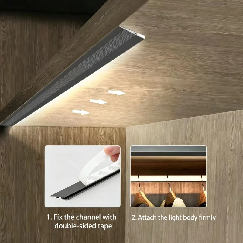 1M 10Pack 7mm Ultra-Thin LED Under Cabinet Lamp Aluminum Profile Surface Mounted Hidden Wardrobe Kitchen Edge Shelf Panel Light
