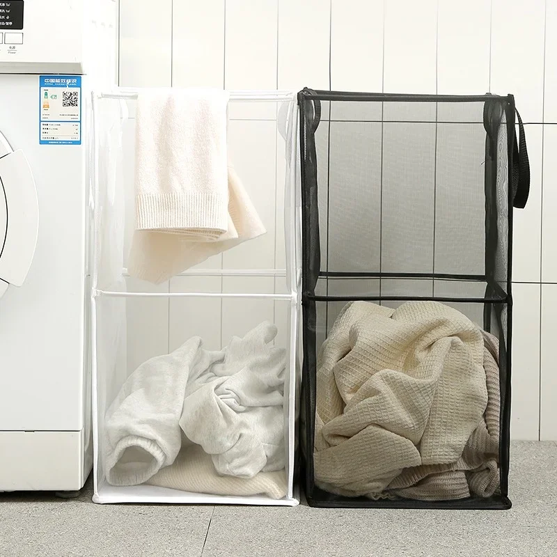 Large Multifunctional Clothes  Mesh Dirty Clothes Basket Bathroom Laundry Basket Foldable Bathroom