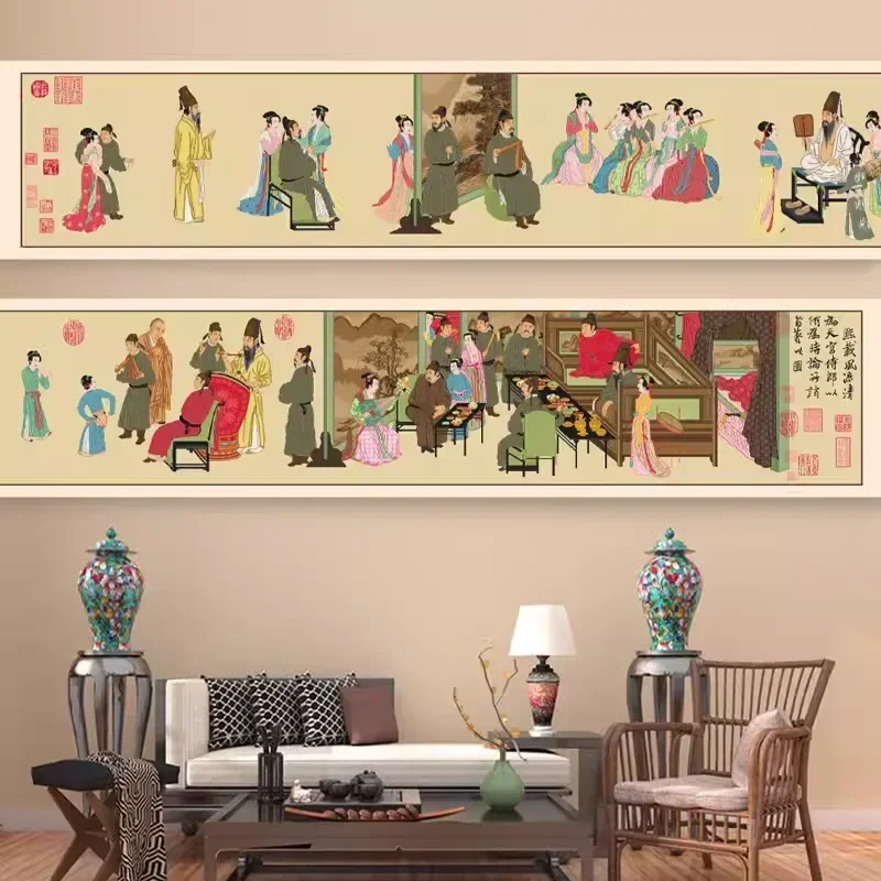Handmade embroidery thread embroidery is not full of embroidery large living room Han Xizai night banquet picture