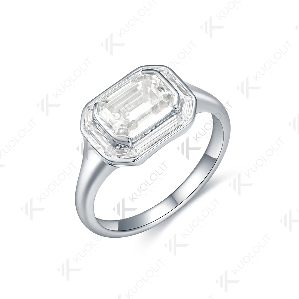 Kuololit 2CT الزمرد قطع مويسانيتي خواتم للنساء الصلبة 14K 10K الذهب الأبيض خاتم الخطوبة ل هدية الكريسماس حفلة خطوبة #2
