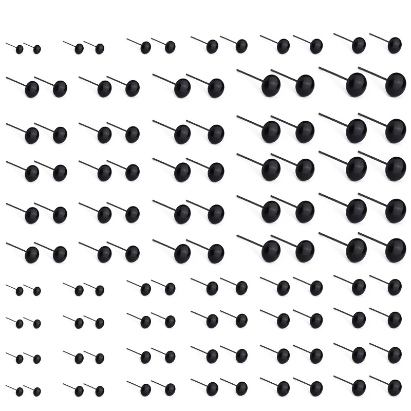 Fenrry 100 Pairs 3-10mm Safety Eyes Round Flat Black Plastic Eyes for Bear Doll Animal Puppet DIY Crafts Toys Eyes Accessories