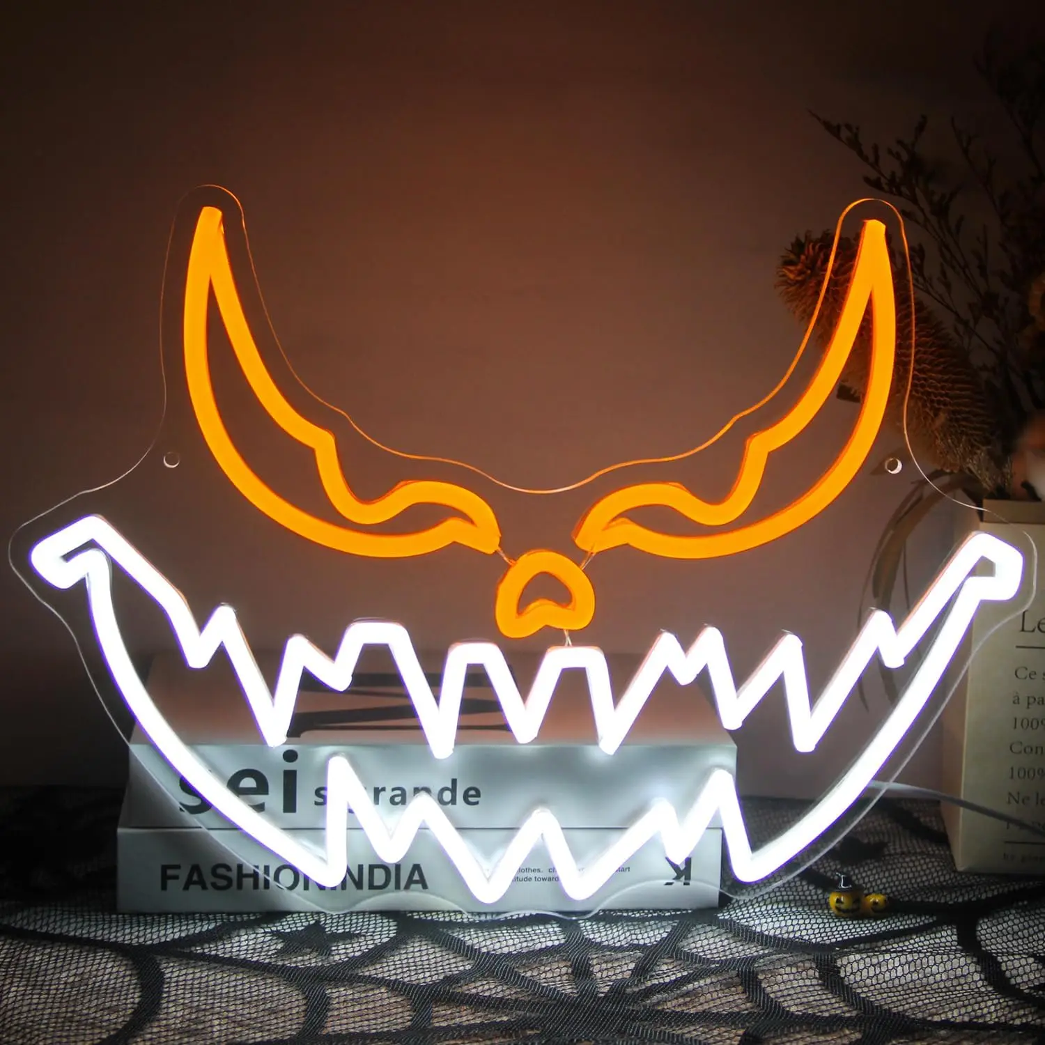 

Cool Halloween Neon Wall Sign Dimmable Smile Devil Neon Lights for Bar Pub Goth Bedroom Shop Man Cave Party Decor Birthday Gifts