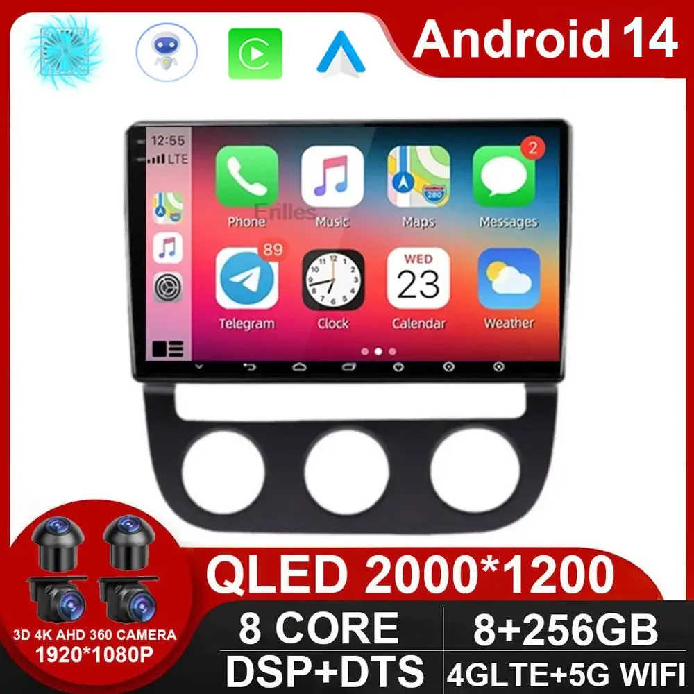 

Android 14 Carplay Auto For Volkswagen Jetta 5 2005 2006 2007 2008 2009 2010 Car Radio GPS Multimedia Player 4G Head Unit NO DVD