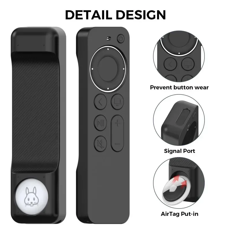 For  TV New2022  Remote Control Silicone Protector Stripe Anti slip and Anti fall Case For Siri Remote 2&3 belt AirTag