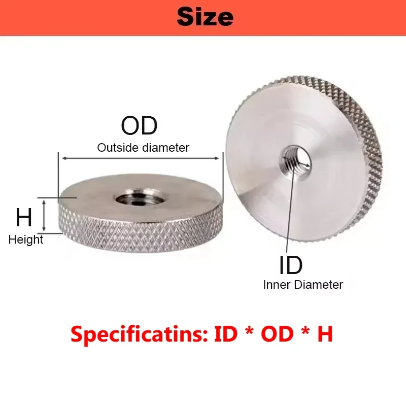 Peijian M3 M4 M5 M6 M8 M10 304 Stainless Steel Flat Knurled Nut Thin Hand Screwed Nut Knurled Round Nut Thickness 5/6mm