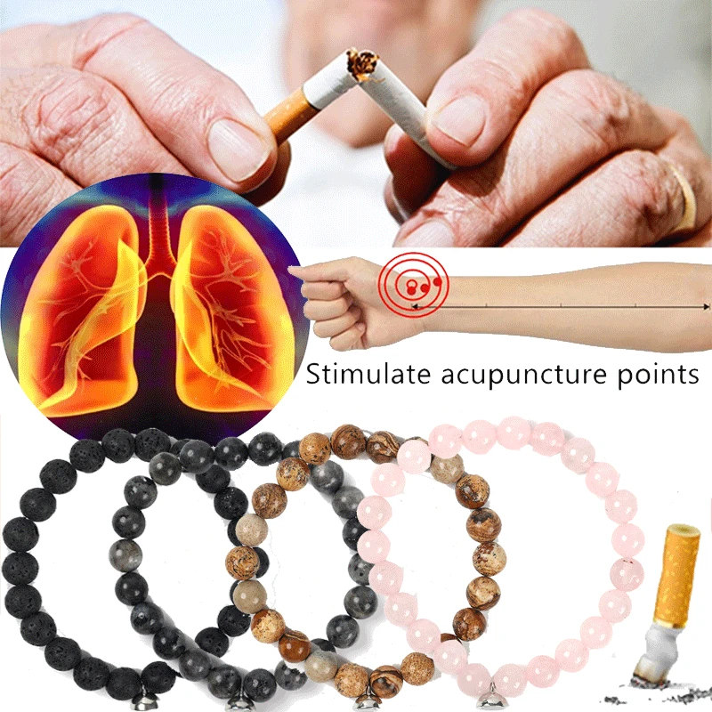 Men Quit Smoking Bracelet Refuses Nicotine Smoke Control Smoking Dispel Addiction Anti-Anxiety Natural Stone Magnetic Bracelets