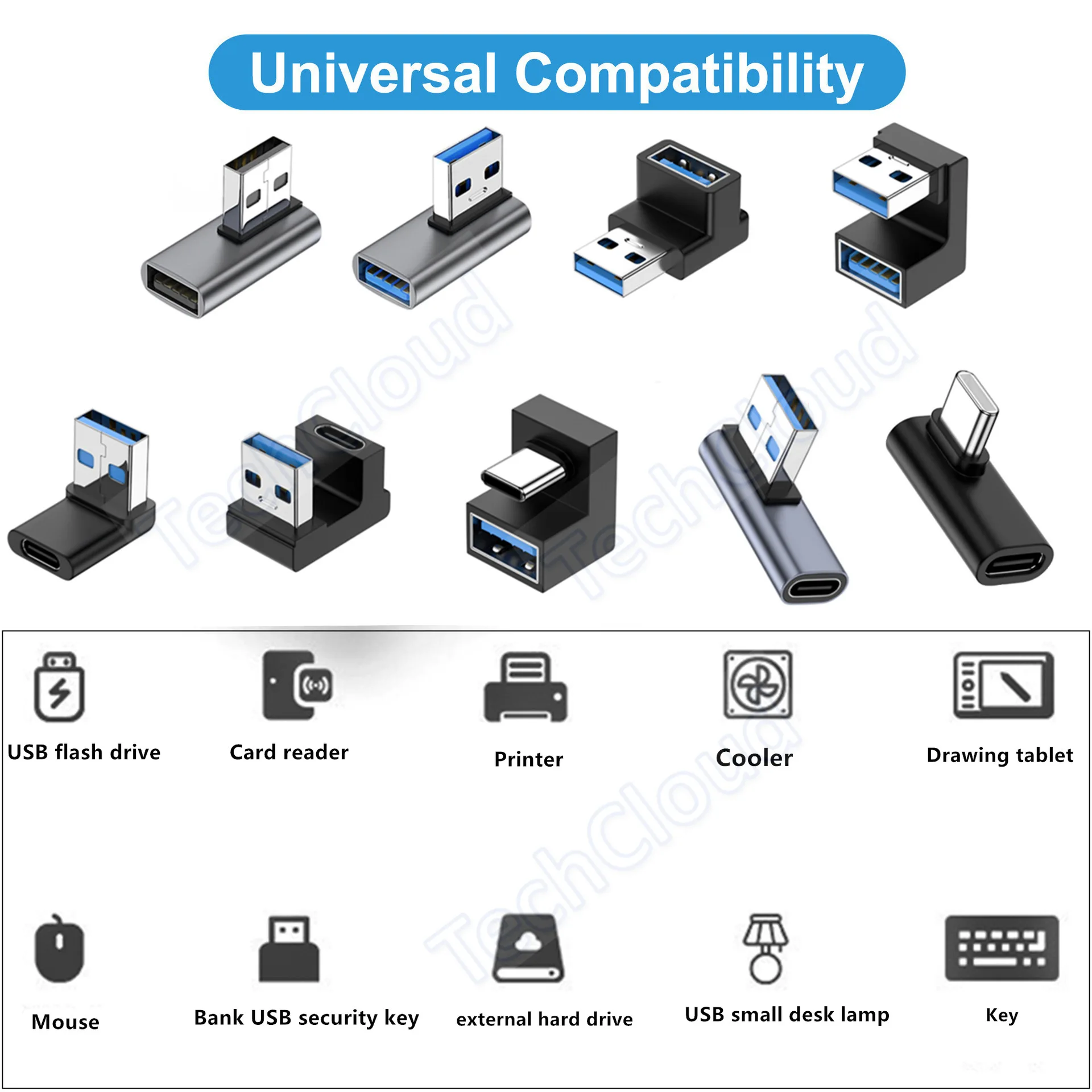 USB A type C mobile phone adapter, computer USB flash drive converter, power bank OTG adapter, type-C 10Gbps