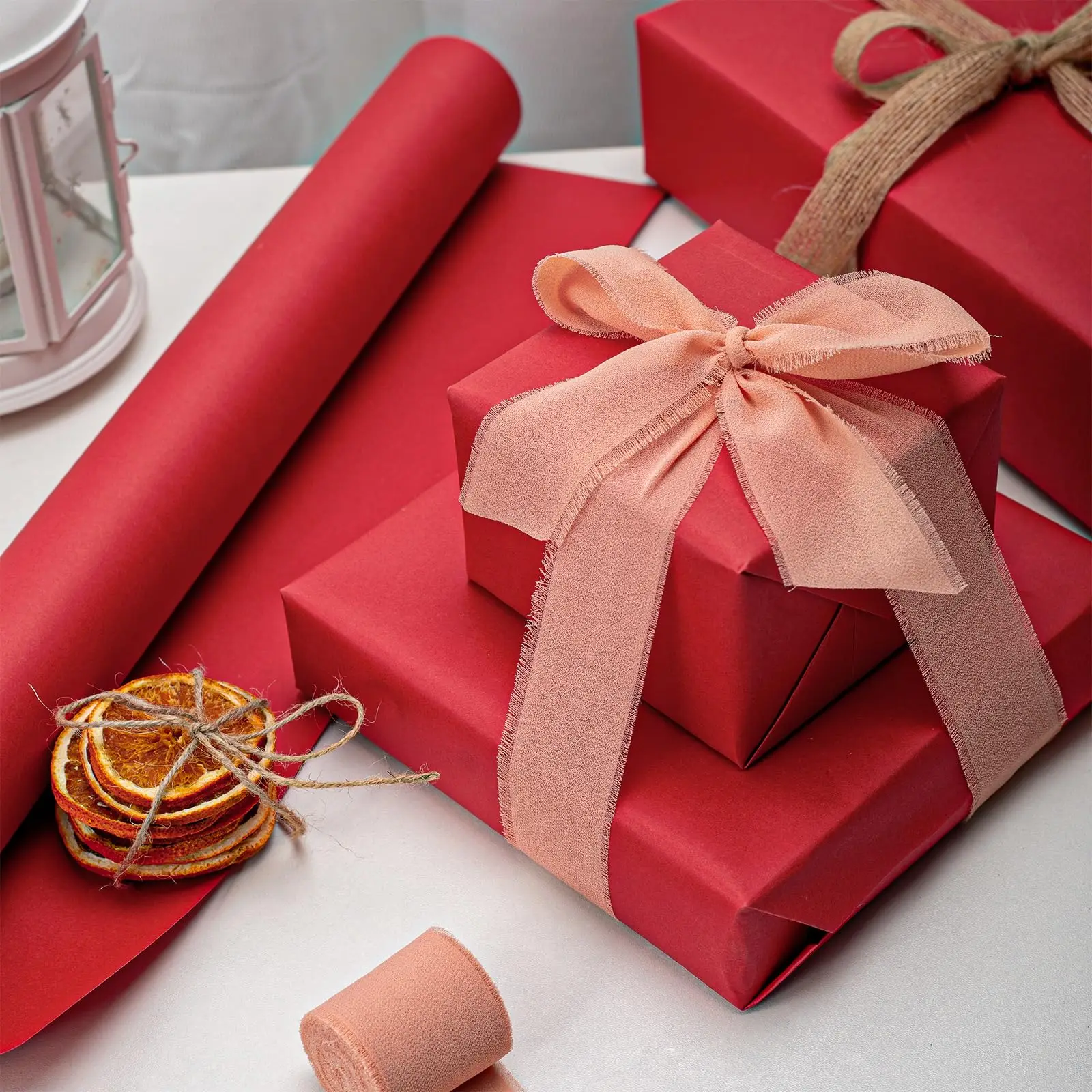 Promotion Red 30CMX3M  Kraft paper for gift cushioning convenient carrying transport packaging, environmental protection