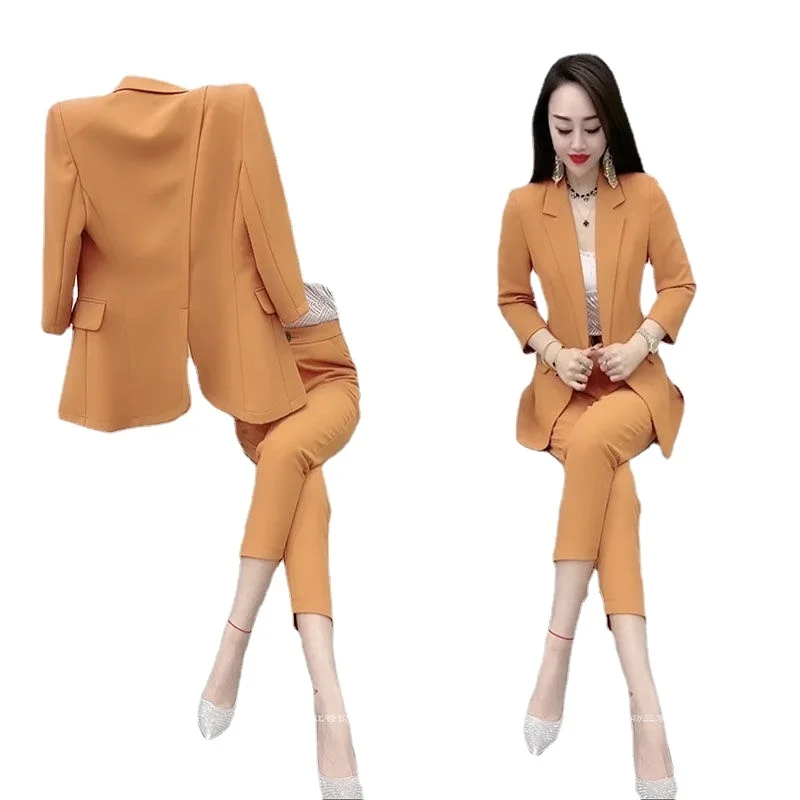 

red Net two-piece high-end spring new fashion suit jacket pencil pants professional women's clothing