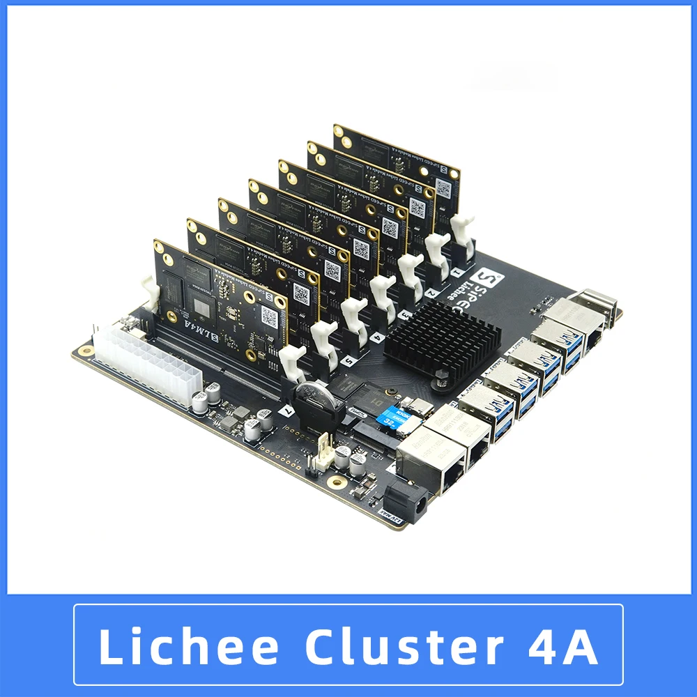 Imagem -02 - Conector Ethernet de Alto Desempenho Sipeed Lichee Cluster 4a Risc-v Th1520 Linux Computer Chassis 100gb Miniltx Bmc