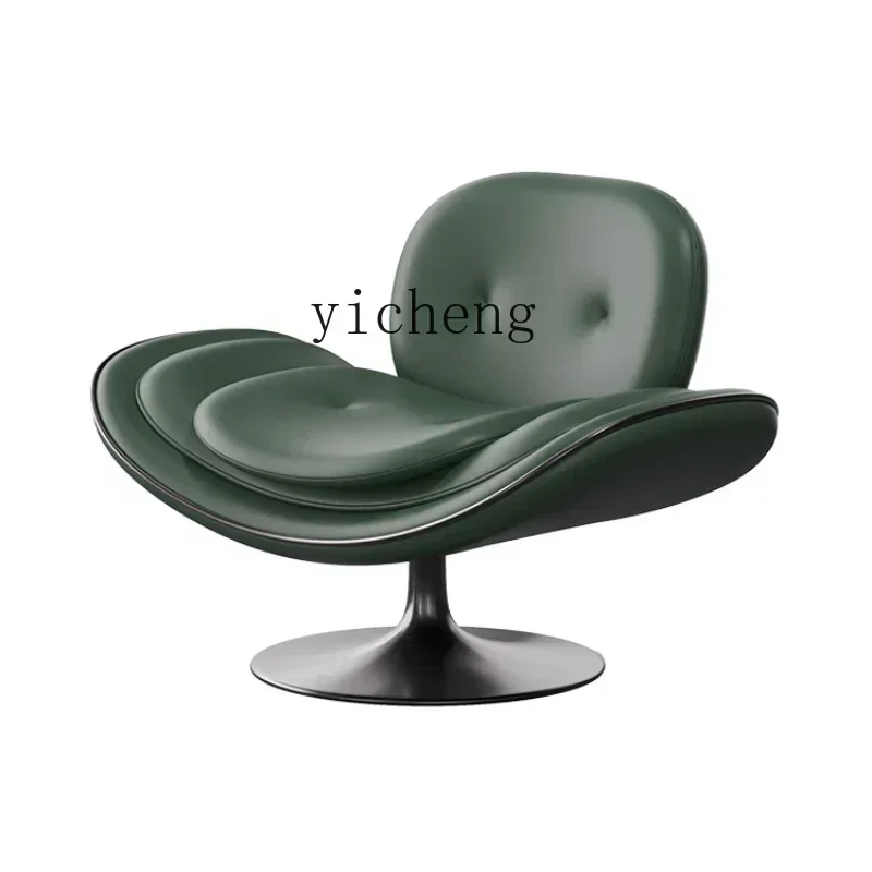 

Home Villa Large Apartment Italian Rotating Leather Lounge Chair Stainless Steel Living Room Decoration