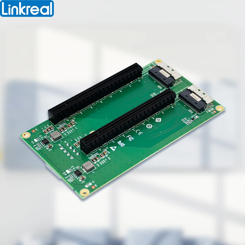 Linkreal 2 Port SFF-8654 to 2 PCIe x16 Slot Adapter-LRFCF922