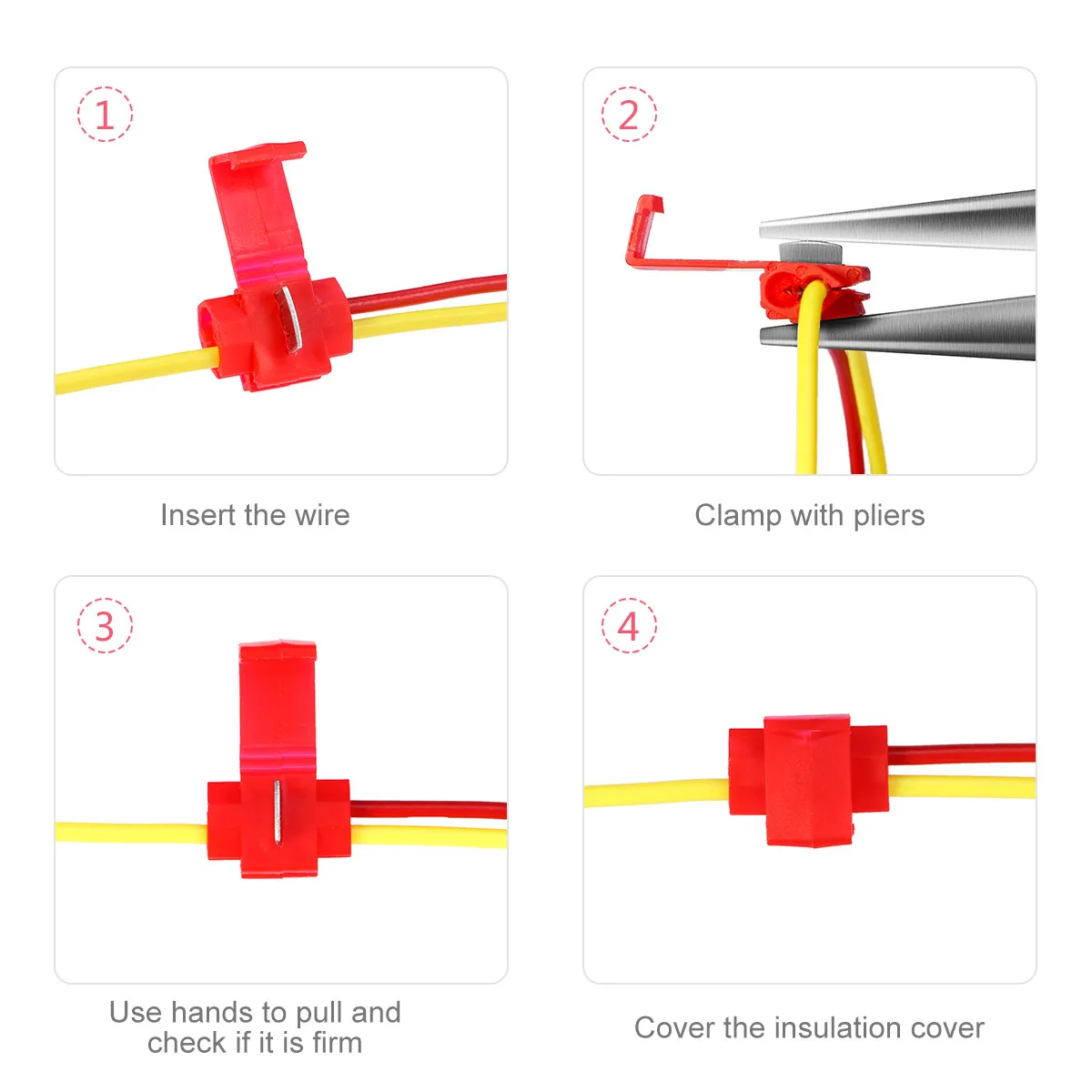 Wire Connectors 100Pcs Solderless Quick Clamp Branch Terminals for Automotive Electrical Wiring Installation