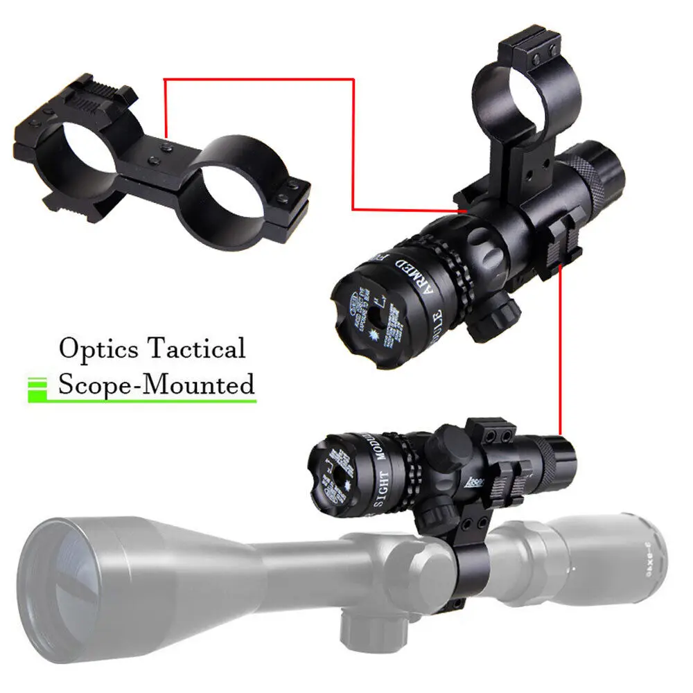 Outdoor Tactical Green Laser Dot Sight Light Beam Adjustable Scope Lazer Lamp 20mm Rail Mount with Rat Tail Hunting Tac