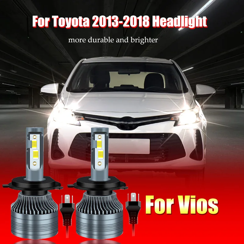 

2pc LED For Toyota Vios year （RB) 2013-2018 (Head Lamp) - Headlight 6000K Bulbs Kit Replace Halogen