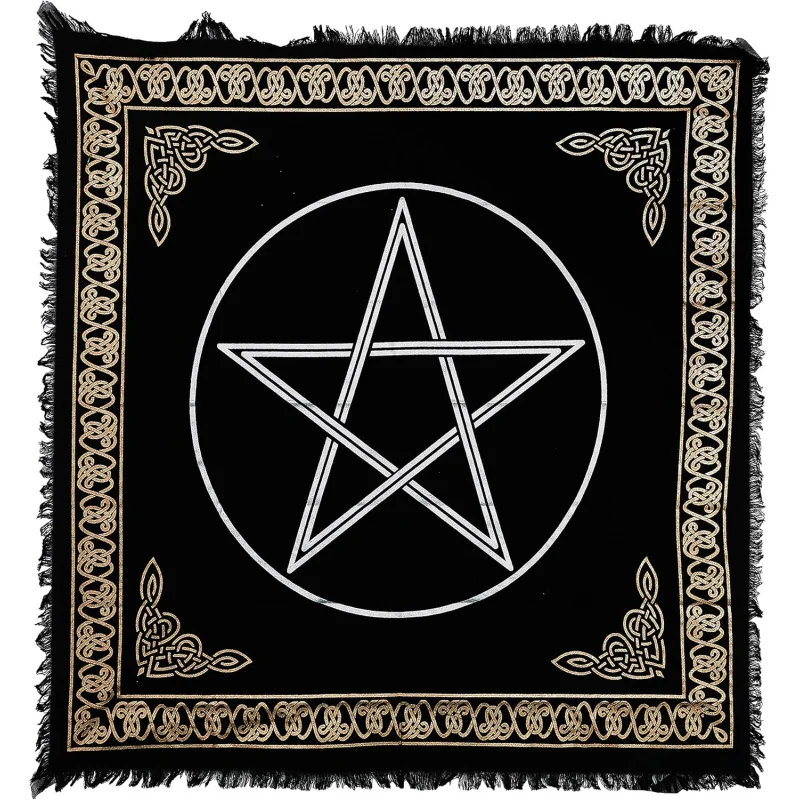 VIKAMA Black Gold Celtic Pentagram Tapestry Mysticism Magic Array Black Magic Spell Wall Hanging Living Room Bedroom Decor
