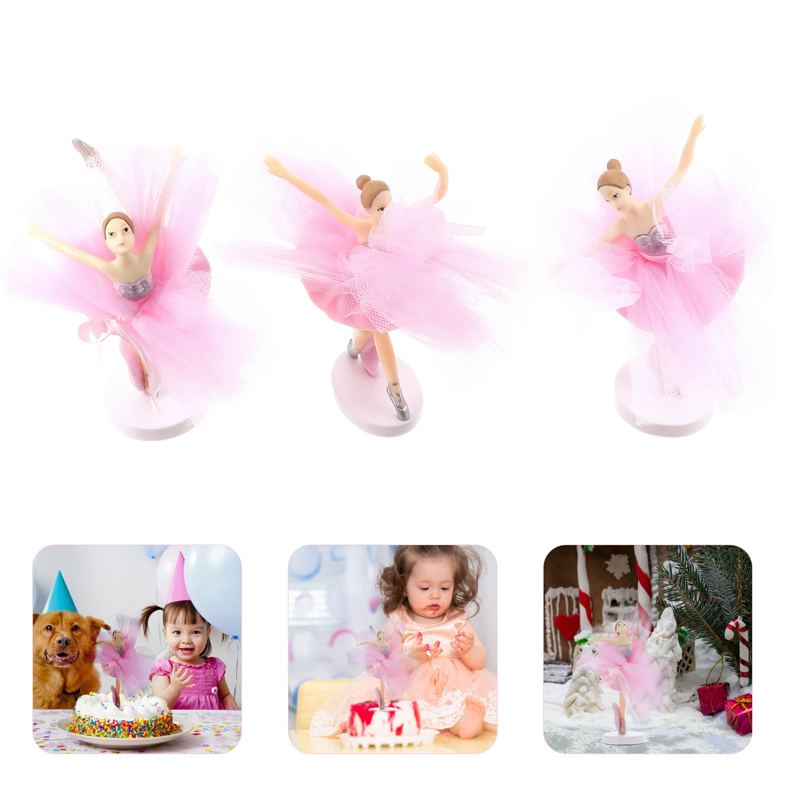 

Ballerina Girl Topper Tulle Skirt Ballet Statue Cupcake Dessert Ornament Lightweight Sturdy Party Decoration Birthday