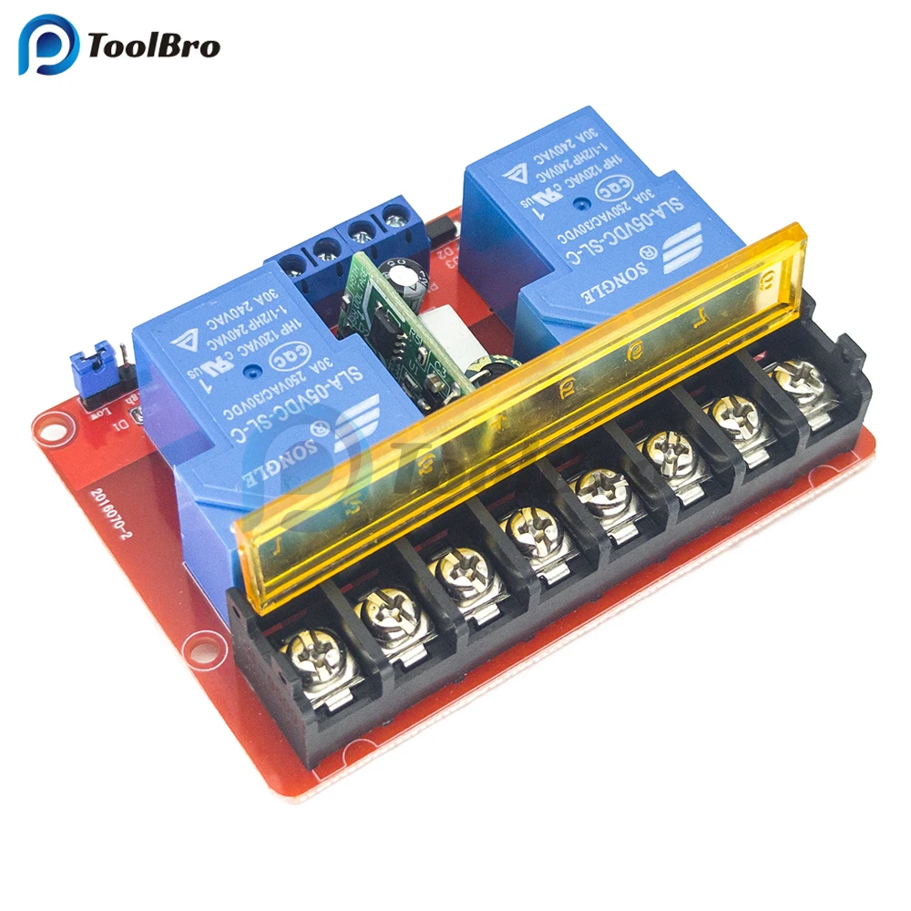 AC 100V-250V 30A 2 Channel Relay Module DC 5V High Low Level Trigger Control Relay Switch Board 110V 220V for Home Appliance