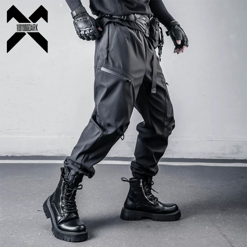 2026 New Streetwear Joggers Pants Men's Multi-Pockets Tactical Cargo Pant Black Utility Work Elastic Waist Casual Trousers